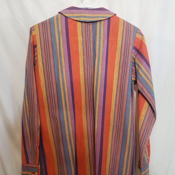 Shirt Dress Long Sleeves Vertical Stripes Collar Button Front Muriel Ryan Serbin - Picture 8 of 11